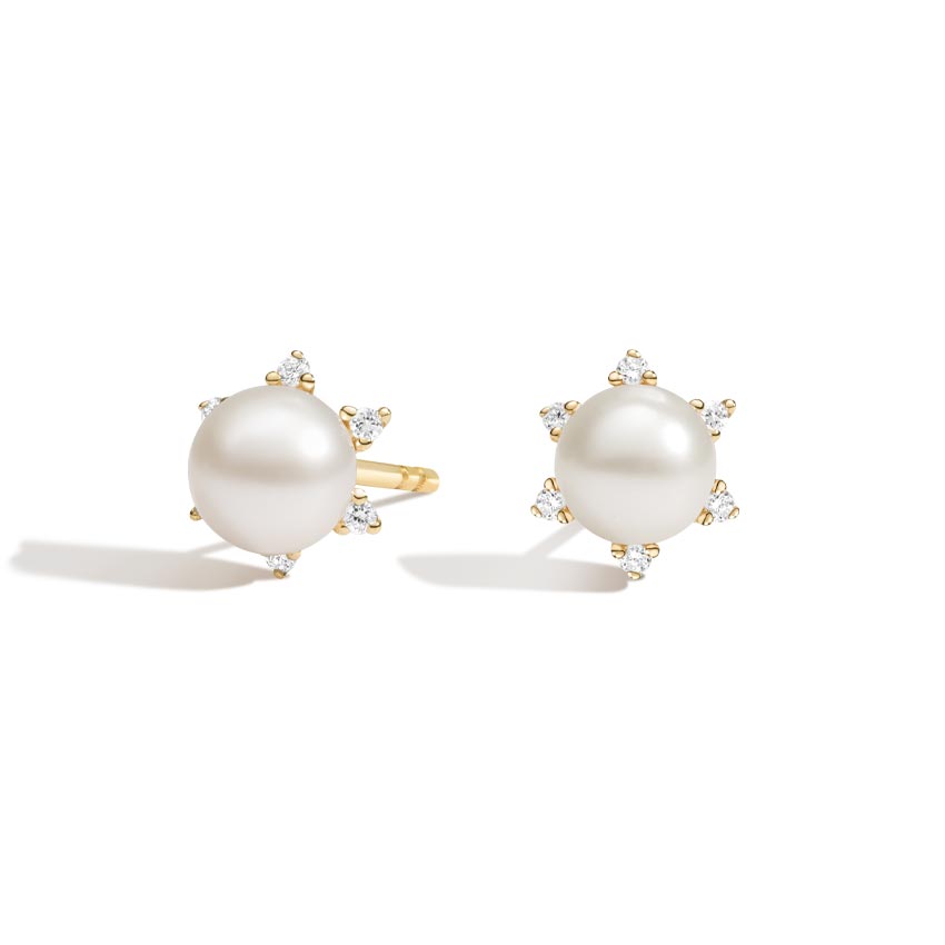 Zia Freshwater Cultured Pearl and Diamond Earrings