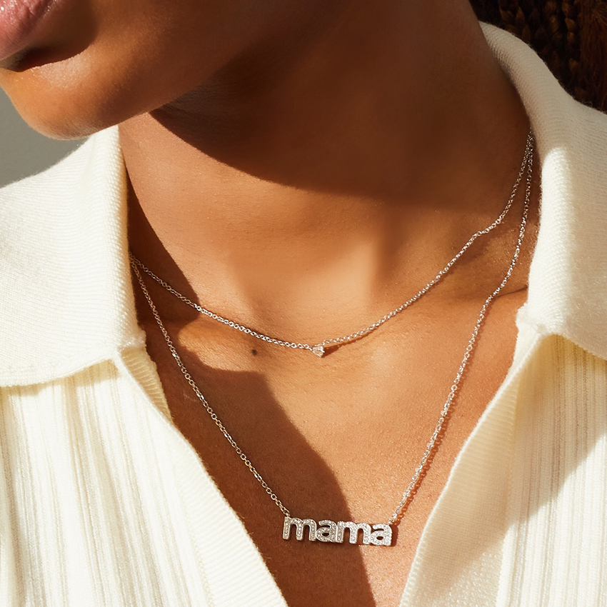 Block Name Diamond Necklace