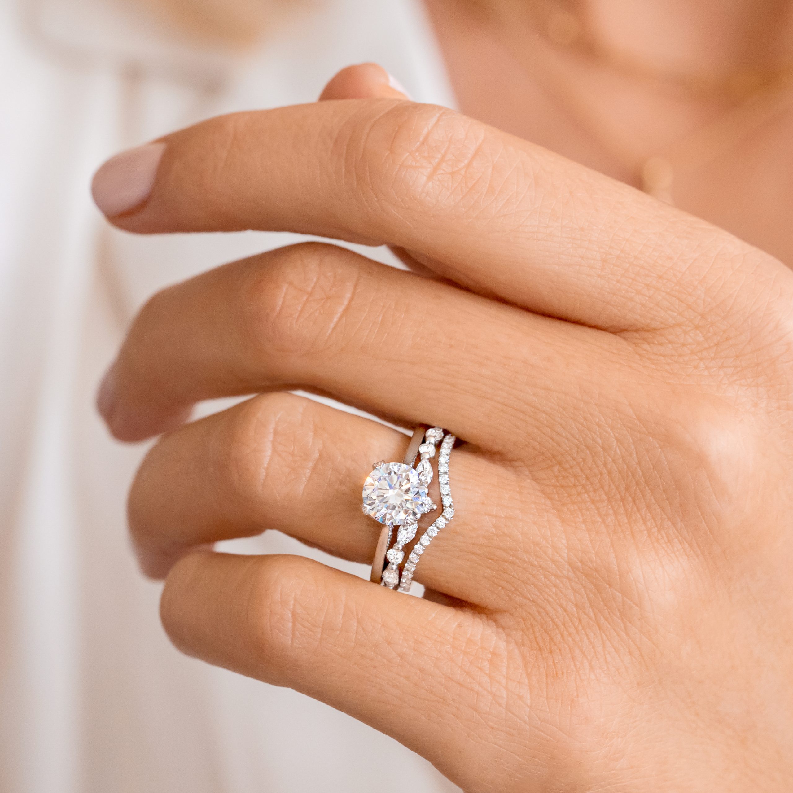 Natural Diamond Ring Diamond Gold Ring Triple Stone Ring Wedding Ring Promise Ring Gold Stacking Ring Engagement Ring