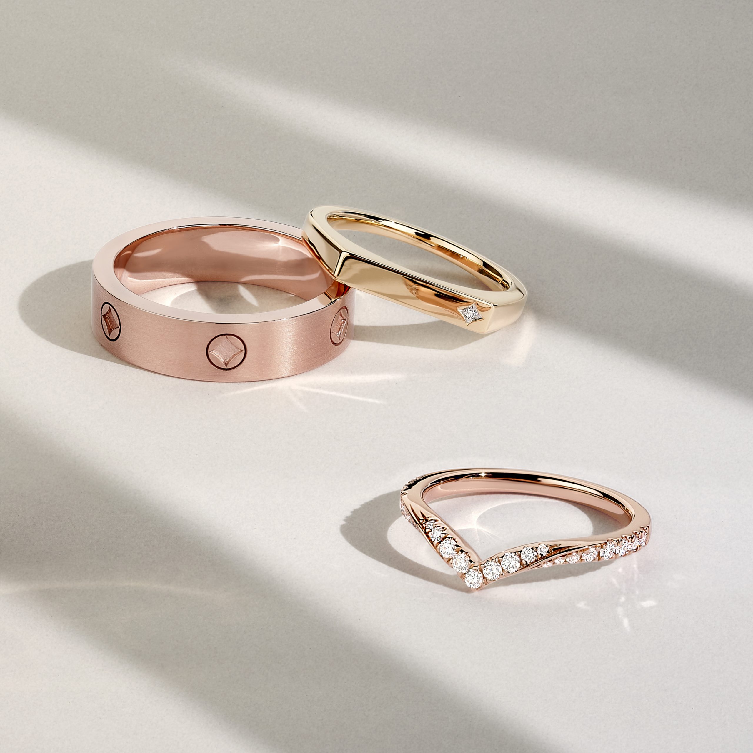 Rose Gold Couple Ring Companys Classic Three Ring Company Style