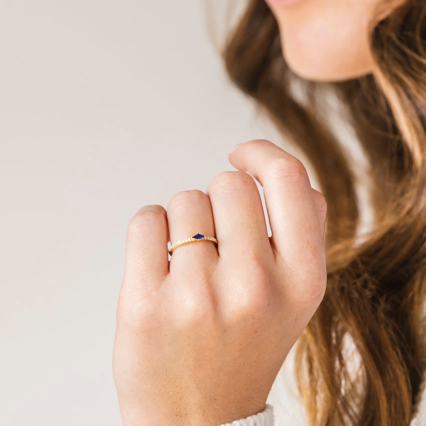 Juno Lab Created Sapphire and Diamond Ring