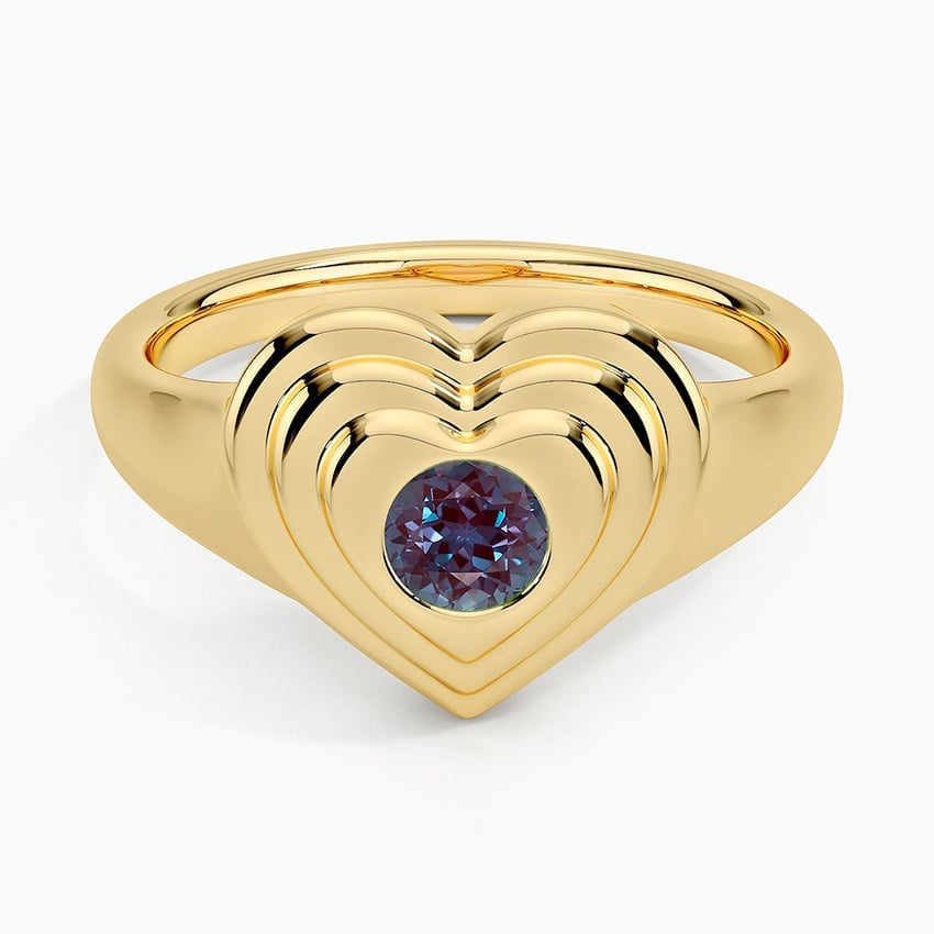 Lab Alexandrite Sweetheart Signet Ring