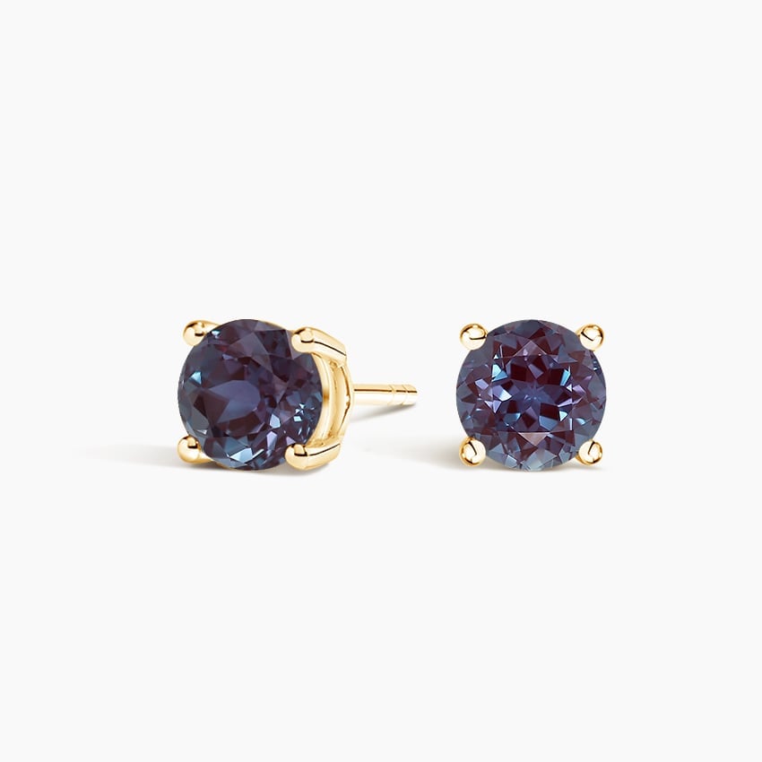 Solitaire Lab Alexandrite Stud Earrings