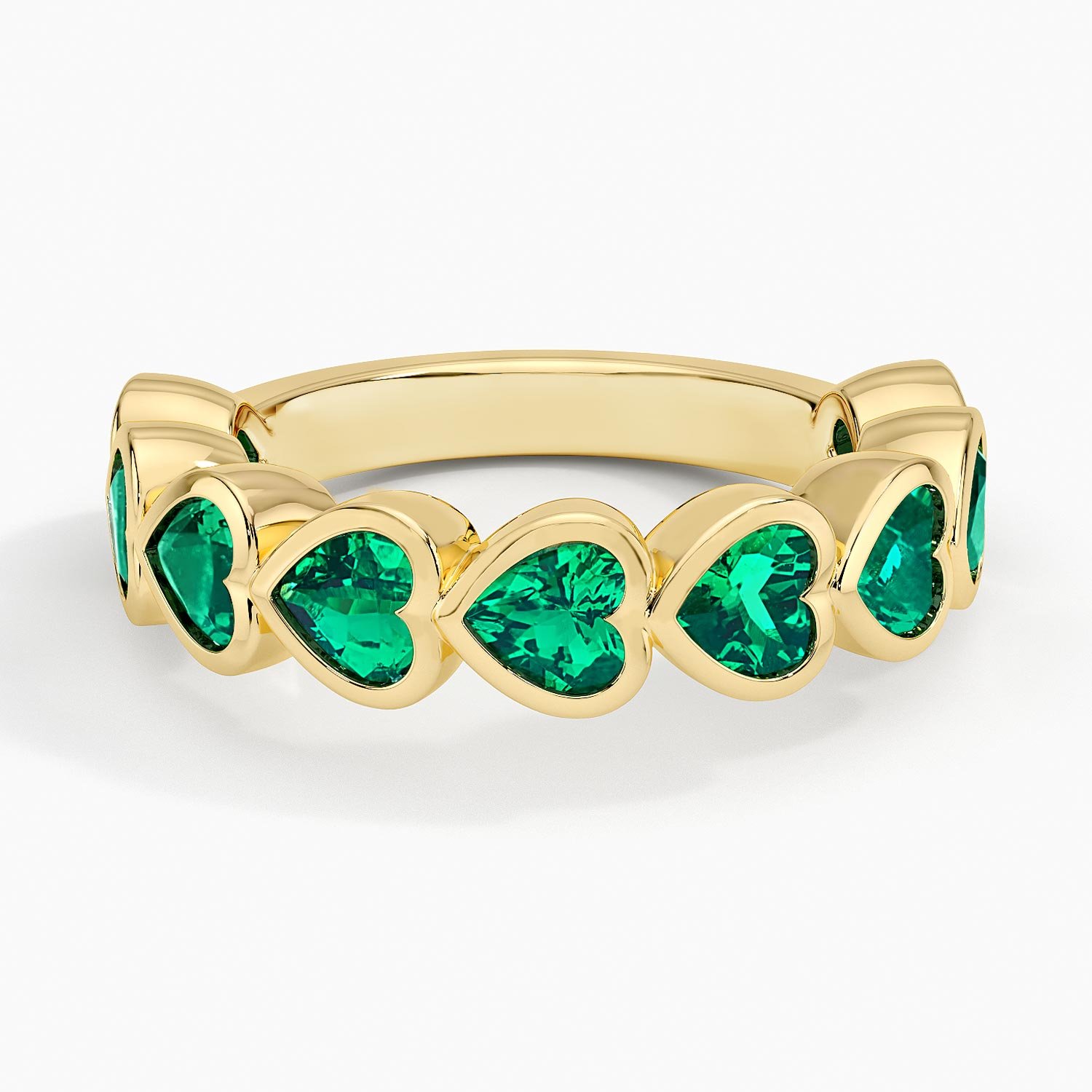 Heart Shaped Lab Emerald Bezel Ring