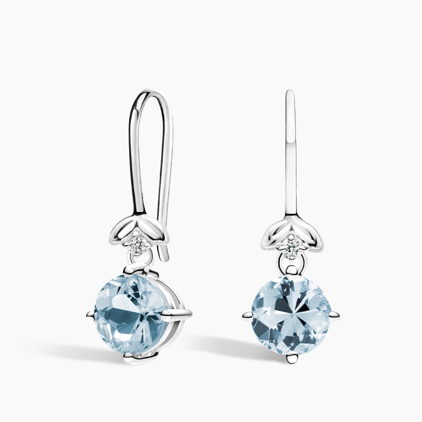 Water Lily Aquamarine and Diamond Earrings