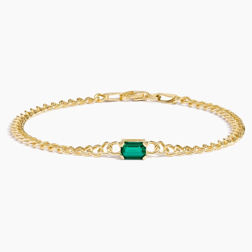 Lia Lab Created Emerald Chain Bracelet