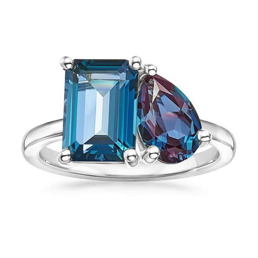Toi Et Moi London Blue Topaz and Lab Alexandrite Cocktail Ring