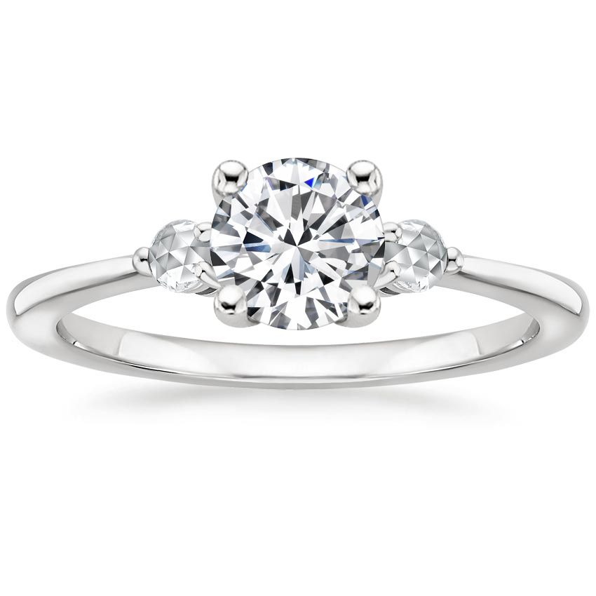 Rose Cut Three Stone Diamond Engagement Ring