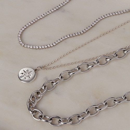 Set & Stones Layered Necklace Detangler in Silver