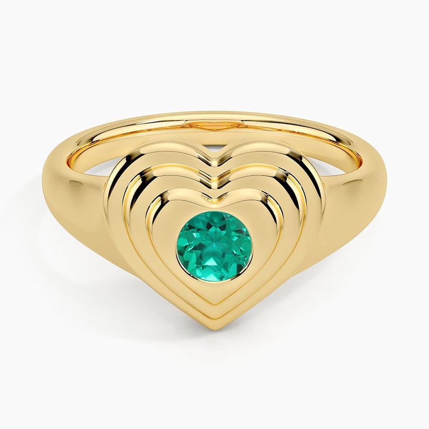 Lab Emerald Sweetheart Signet Ring