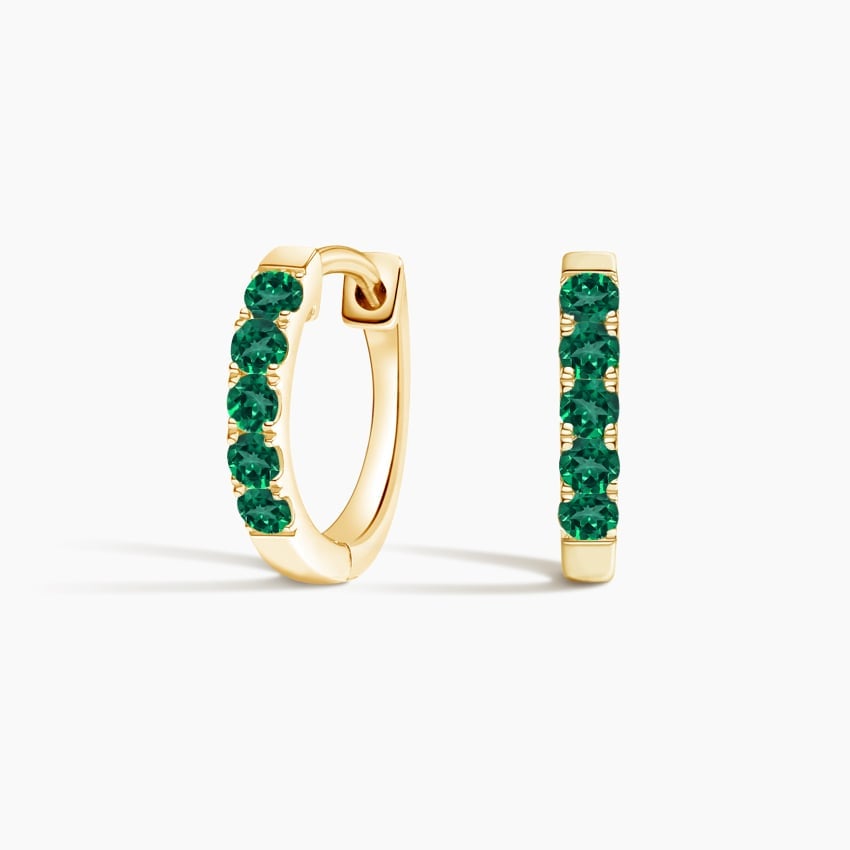 Soiree Lab Grown Emerald Huggie Earrings