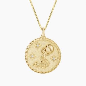 Aquarius Zodiac Diamond Pendant