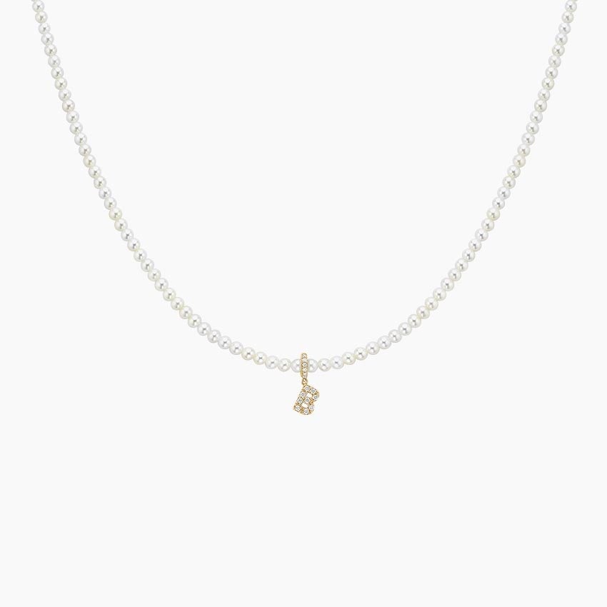 Cultured Pearl and Diamond Initial Necklace