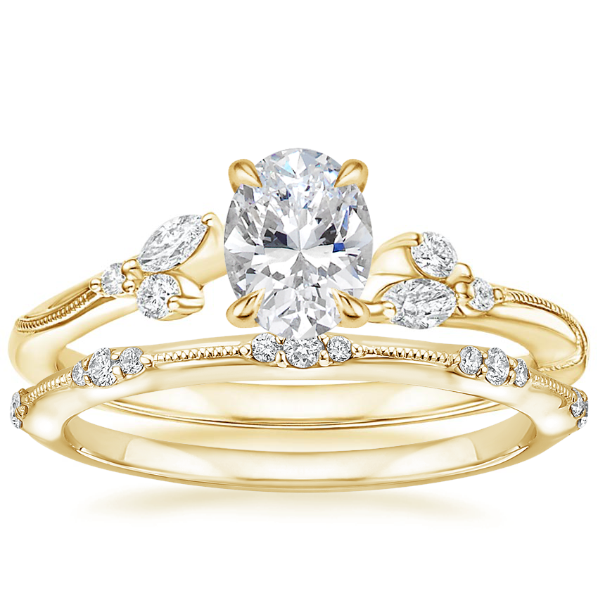 Camellia Diamond Ring with Alena Diamond Ring