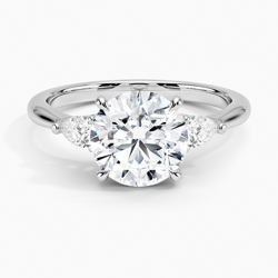 18K White Gold Luxe Opera Three Stone Diamond Ring