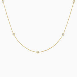 14K Yellow Gold Pear Lab Diamond Bezel Lariat Necklace