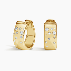 14K Yellow Gold Mosaic Hoop Earrings