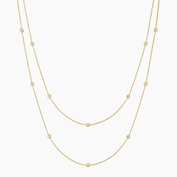14K Yellow Gold Pear Lab Diamond Bezel Lariat Necklace