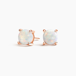 14K Rose Gold Opal and Tourmaline Diamond Earrings