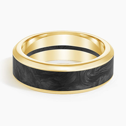 Blaze Black 8mm Wedding Ring in Forged Carbon and 18K Yellow Gold