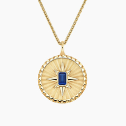 Star Lab Ruby Medallion Necklace in 14K Yellow Gold
