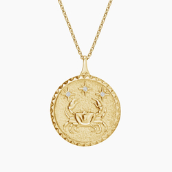 14K Yellow Gold Diamond Accented | Earth Leo Zodiac Leo Brilliant Necklace 
