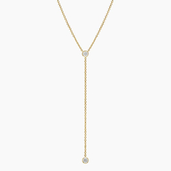 14K Yellow Gold Pear Lab Diamond Bezel Lariat Necklace