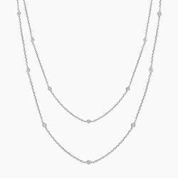 18K White Gold Bezel Strand 18 in. Diamond Necklace 1 3 ct. tw