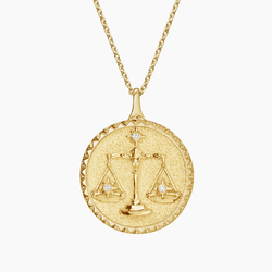 Necklace Zodiac Gemini | Earth 14K Yellow | Accented Gemini Diamond Brilliant Gold
