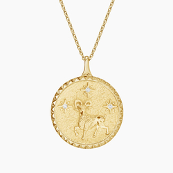 | Earth Brilliant Necklace Leo 14K | Diamond Leo Accented Yellow Zodiac Gold