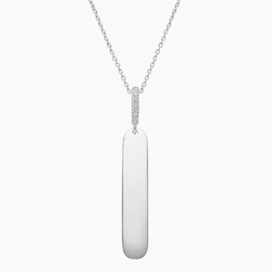 Personalized vertical clearance bar necklace silver