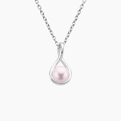 Premium Akoya Cultured Pearl Twist Pendant (6mm) in Silver