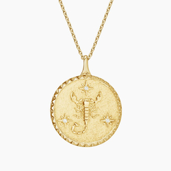 14K Yellow Gold Diamond Brilliant Accented Necklace | Zodiac Earth Virgo | Virgo