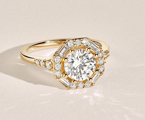 Custom yellow gold diamond engagement ring