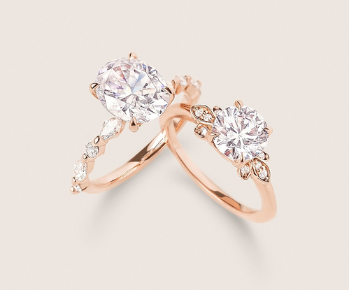 Rose gold diamond engagement rings.