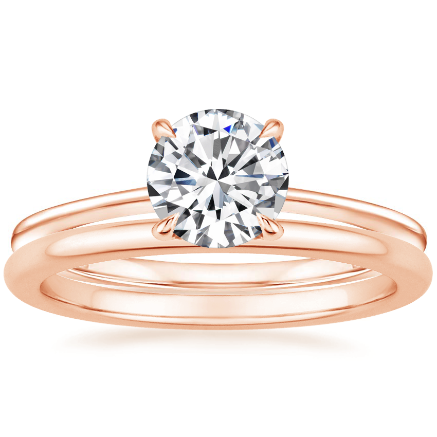 Four Prong Petite Comfort Fit Ring 18K White Gold Princess Cut