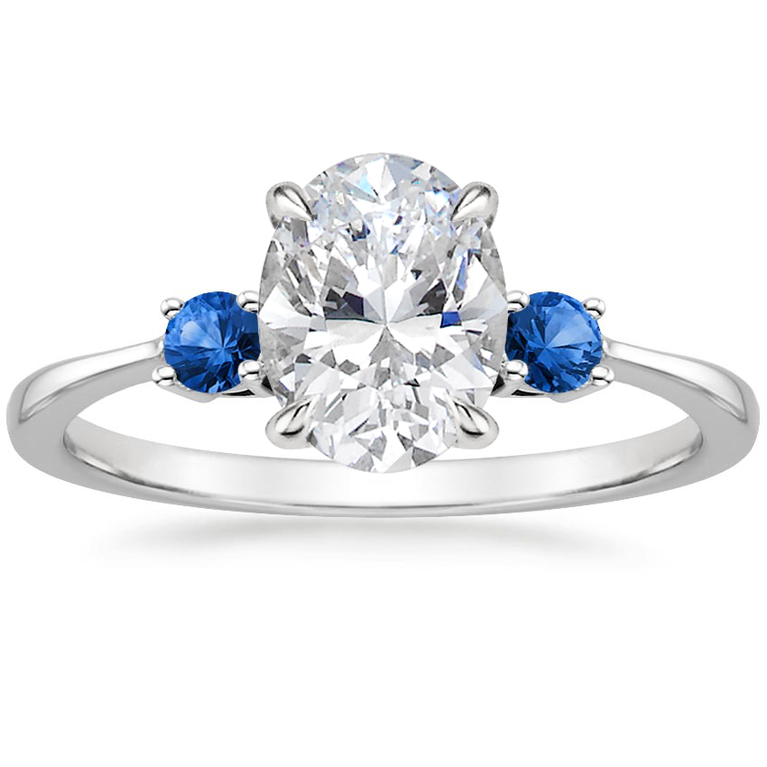 18K White Gold Selene Ring with Sapphire Accents, large top view