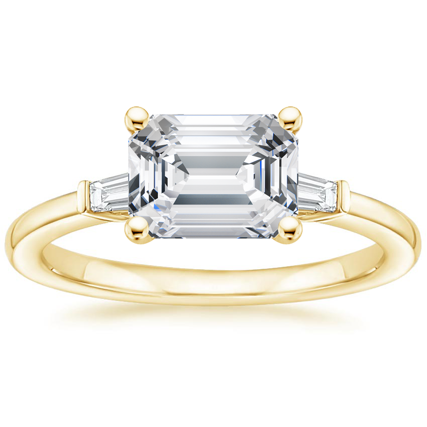 18K Yellow Gold East West Tapered Baguette Diamond Ring