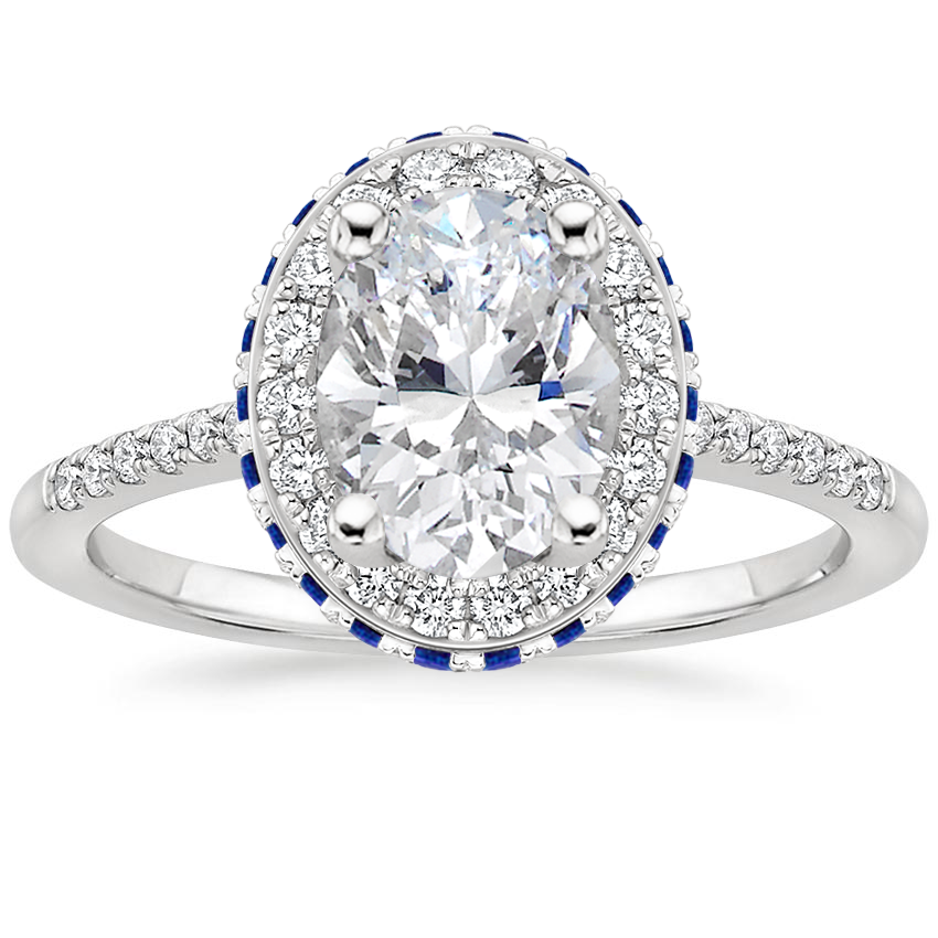 18K White Gold Audra Diamond Ring with Sapphire Accents (1/4 ct. tw.), large top view
