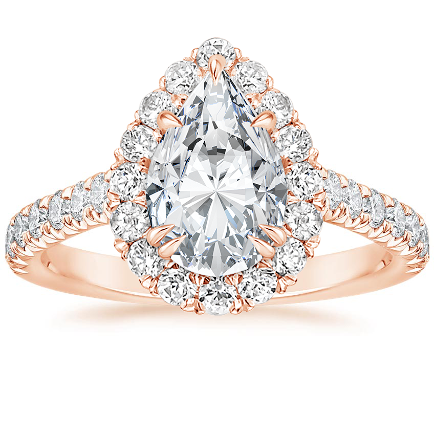 14K Rose Gold Sienna Halo Half Coverage Diamond Ring, large top view