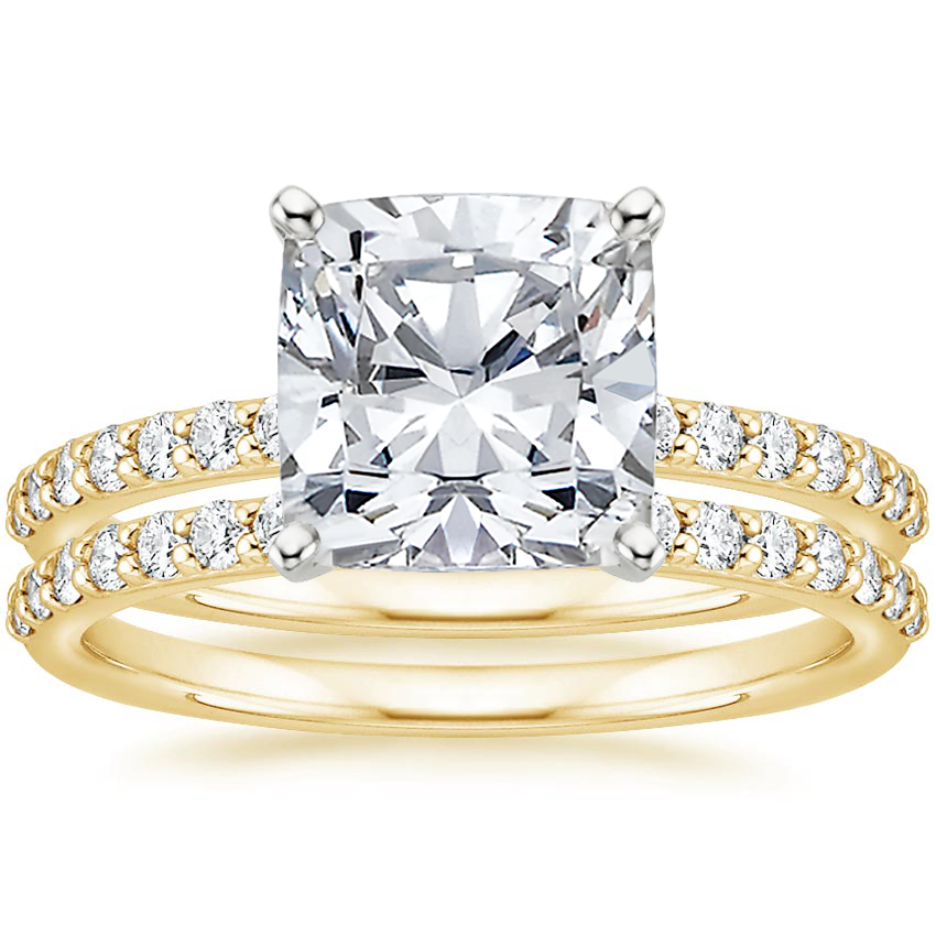 18K Yellow Gold Petite Shared Prong Bridal Set (1/2 ct. tw.)