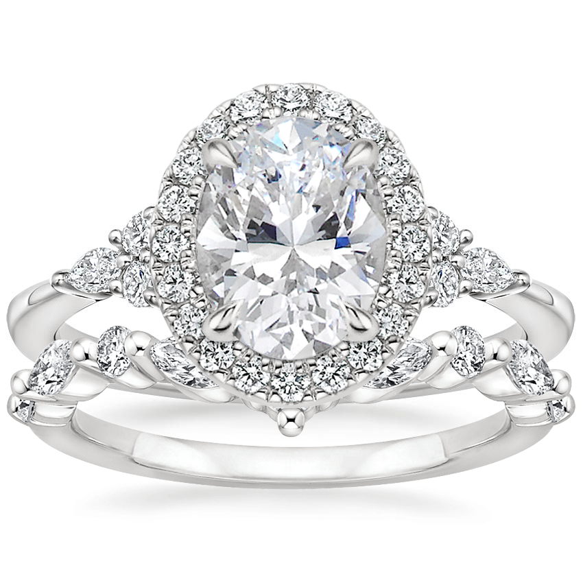 Nadia Halo Diamond Ring (1/4 with Curved Versailles