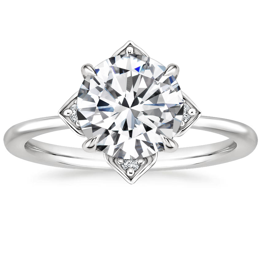 18K White Gold Gardenia Diamond Ring, large top view