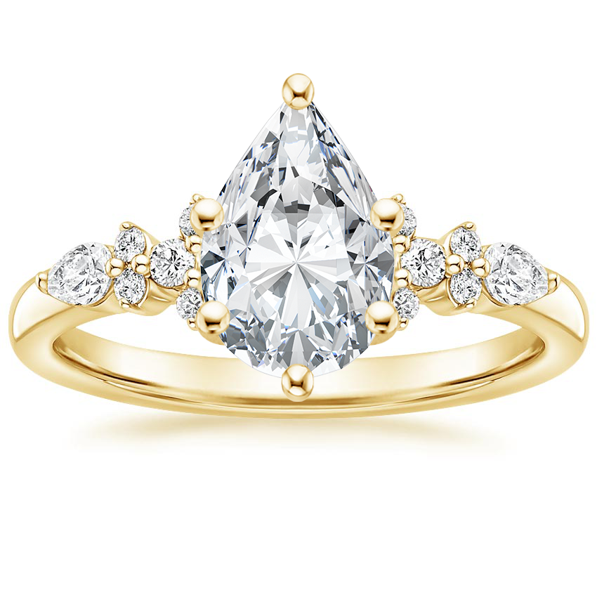 18K Yellow Gold Rosette Diamond Ring, large top view