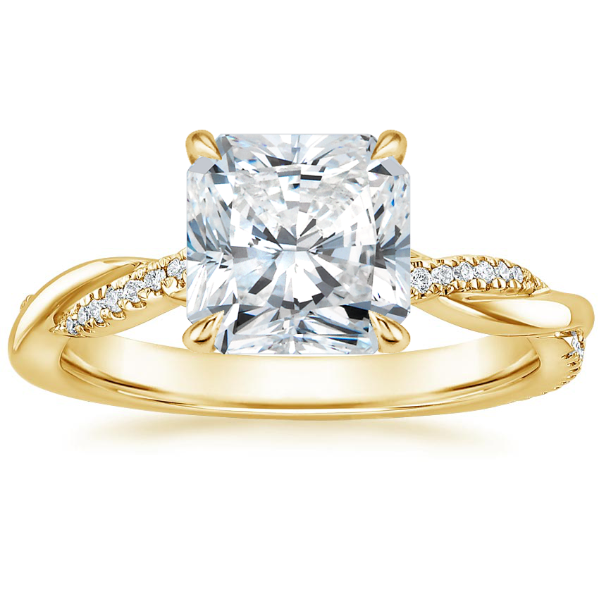 18K Yellow Gold Petite Twisted Vine Hidden Halo Pavé Diamond Ring, large top view