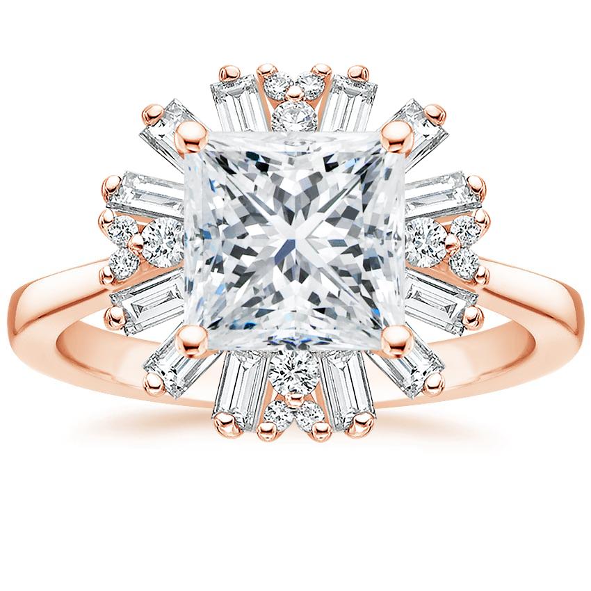 14K Rose Gold Ballerina Diamond Ring, large top view