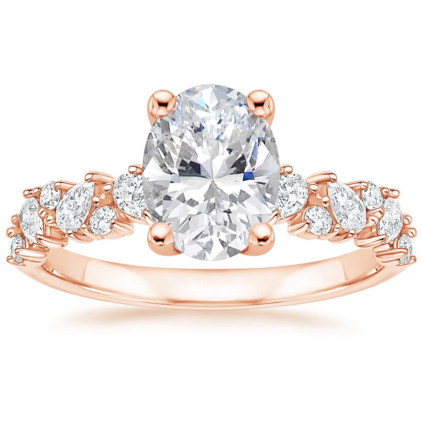 14K Rose Gold Olivetta Diamond Ring, large top view