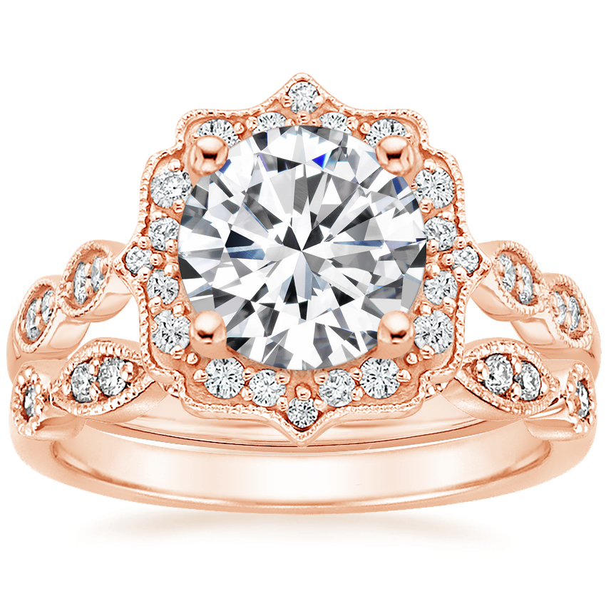 Rose gold cadenza halo diamond ring discount
