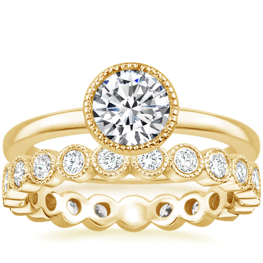 18k Yellow Gold Sierra Ring With Luxe Solstice Eternity Diamond Ring 5 8 Ct Tw Brilliant Earth