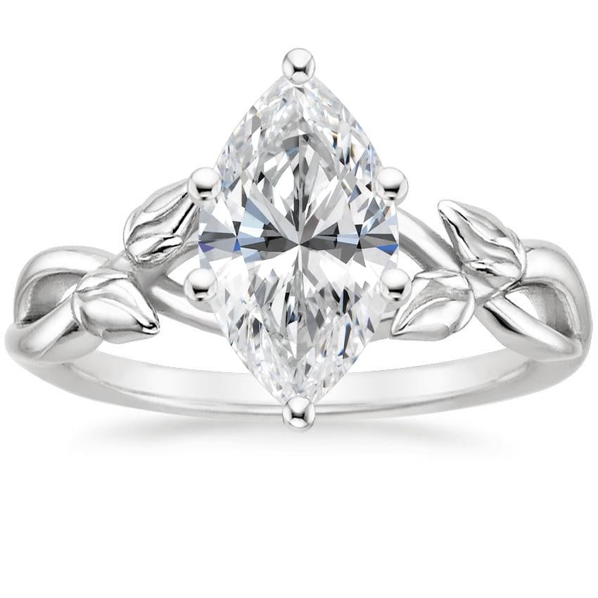 18K White Gold Budding Willow Solitaire Ring, large top view